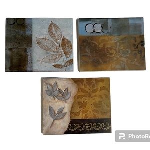 Set of 3 Wooden Wall Accent Pictures 6.5”x8”